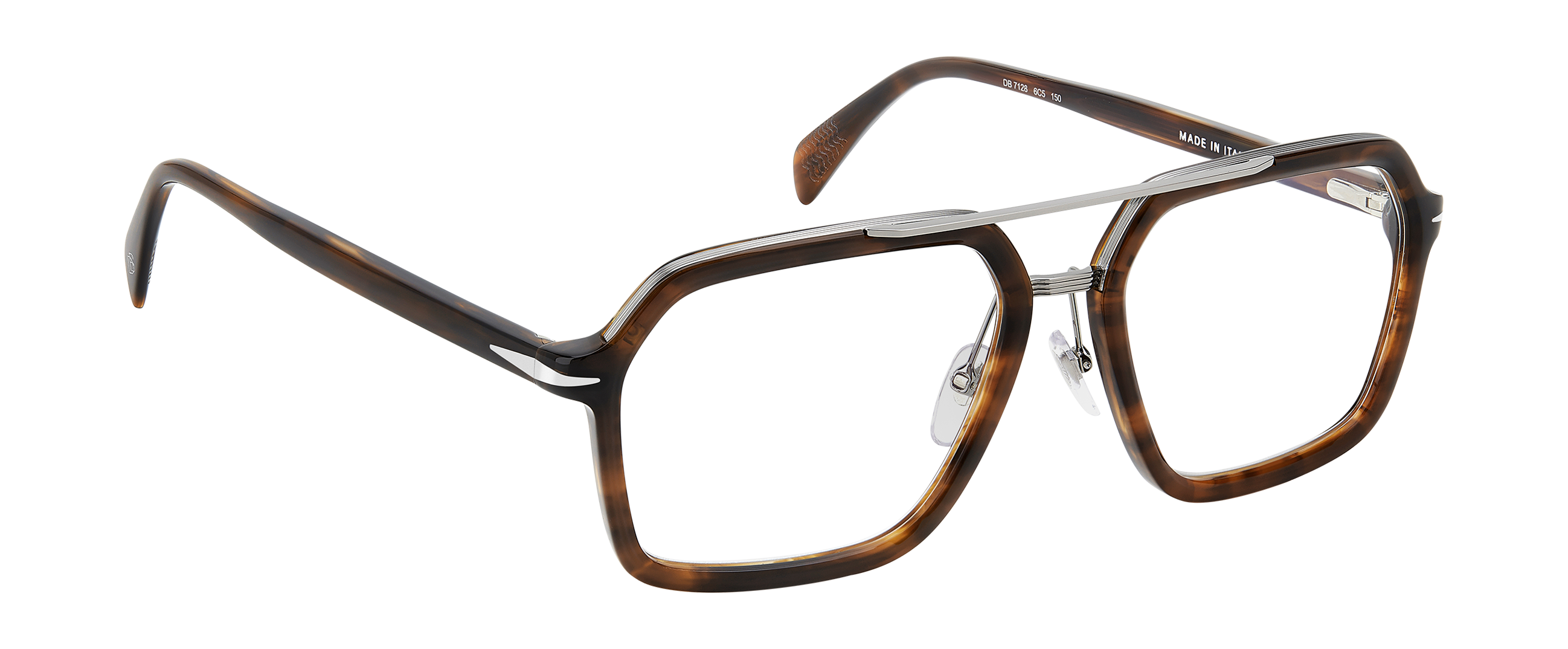 DB 7128 - Brown Horn Ruthenium - Blue Mirror - 108668 – EYEWEAR by