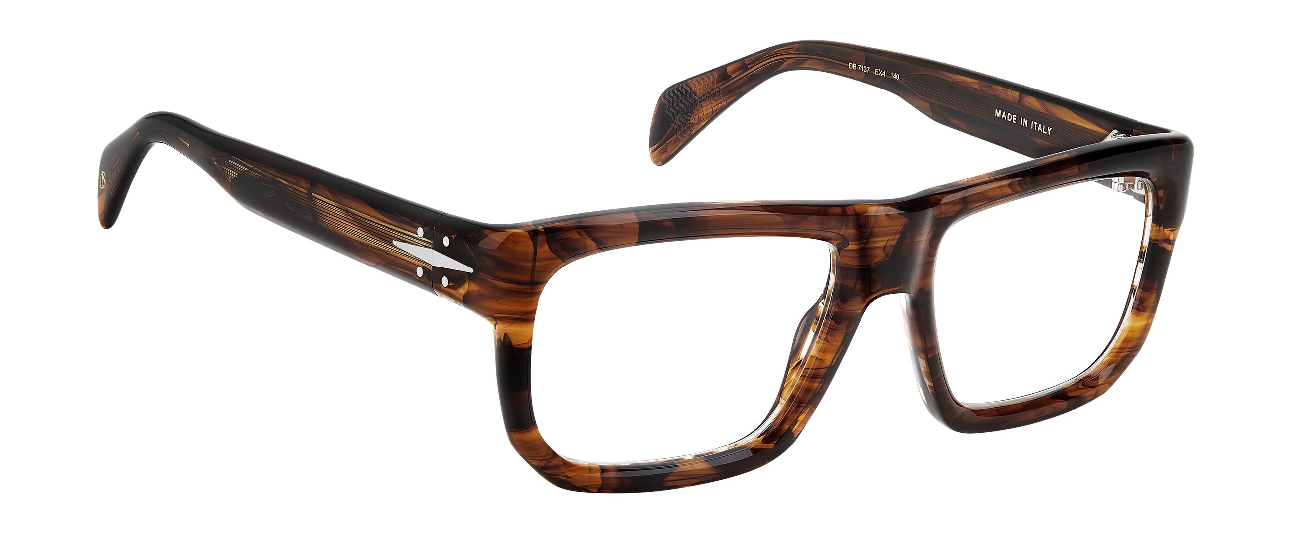 DB 7137 - Brown Horn - Blue Mirror – EYEWEAR by DAVID BECKHAM