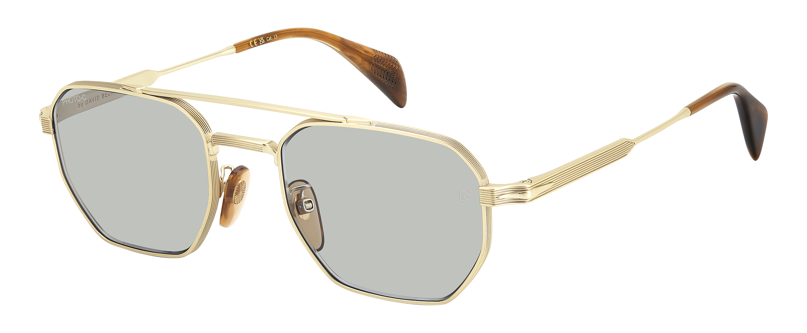 ジダン　ベッカム　デル・ピエロ DB 1229/S - Gold Brown Horn - Greenphotochromatic Antireflex
