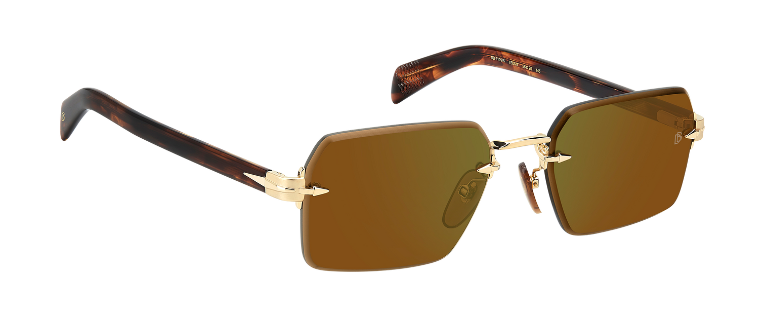 DB 7109/S - Gold Brown Horn - Green Mirror