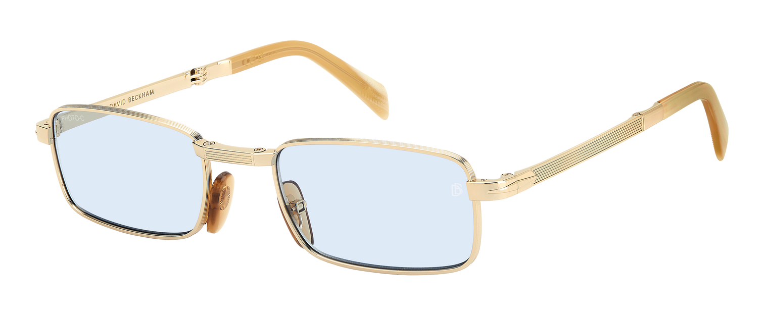 DB 99/ORIGAMI - Gold Beige Horn - Blue Mirror