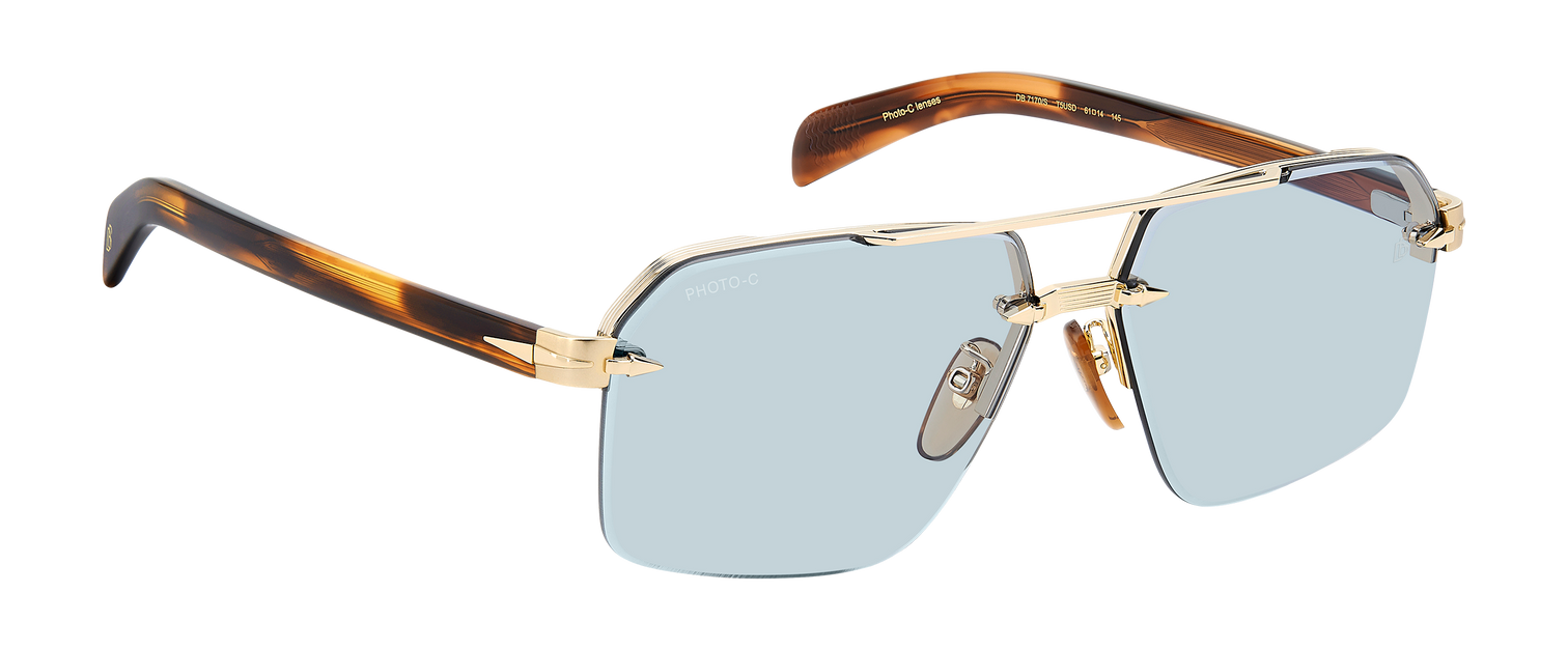DB 7170/S - Gold Brown Horn - Blue Photochromatic Antireflex